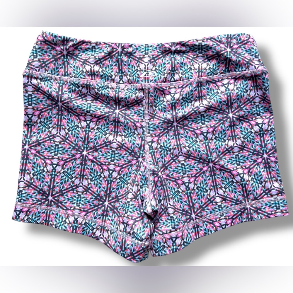 ProPlayer Geometric Pink & Teal Athletic Running Shorts sz S Moisture Wicking 5"